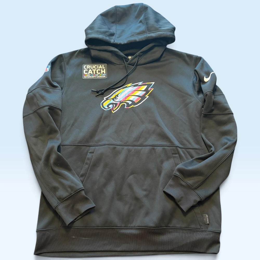 Philadelphia Eagles Hoodie Mens Large Black NFL Football Crucial Catch Nike